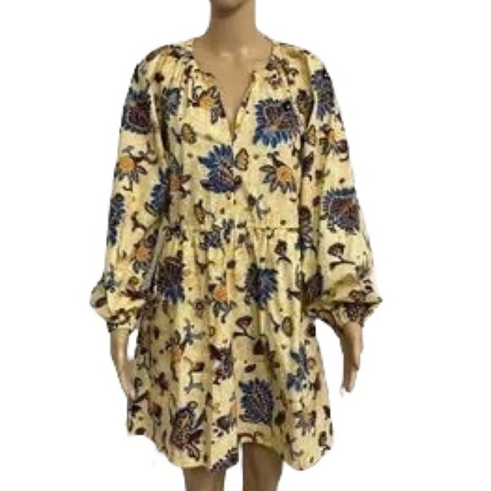 A.L.C Myra Women's Floral Long Sleeve V-Neck Mini Dress. Apricot. Size 4. Cute - Picture 4 of 15